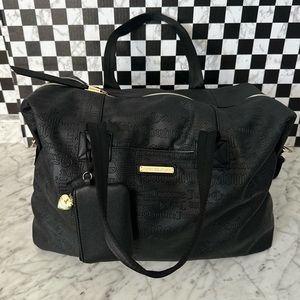NWOT JUICY COUTURE Word Play Faux Leather Weekender- Black
